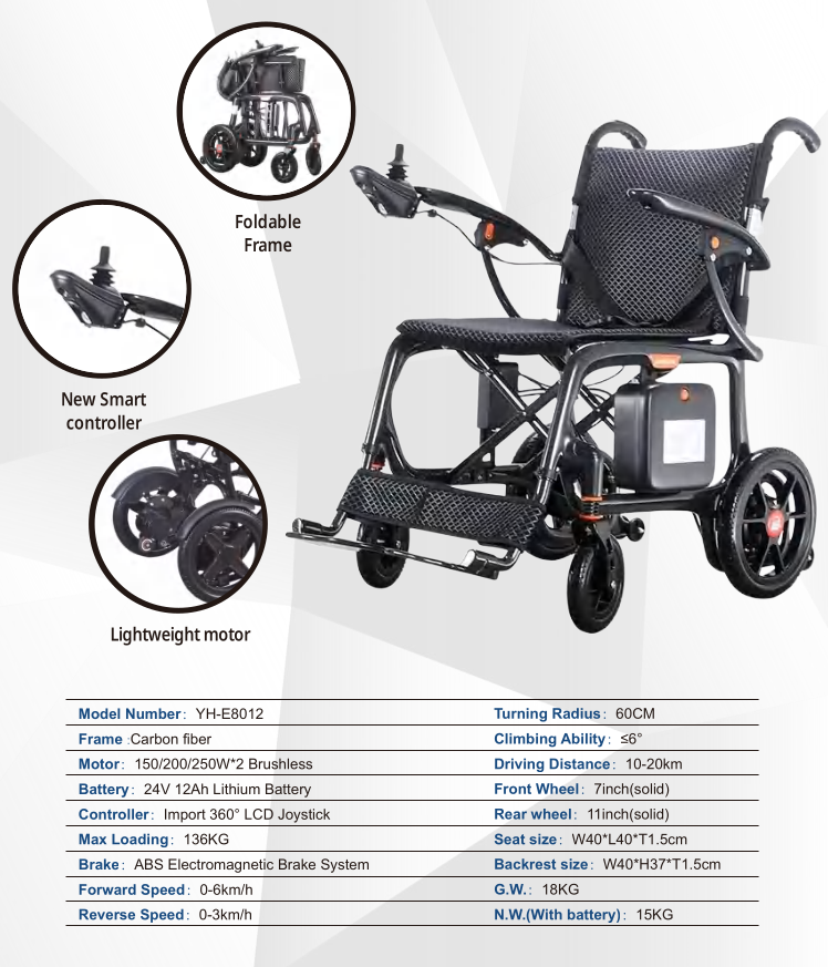 CARBON FIBER ELECTRIC WHEELCHAIR 8012